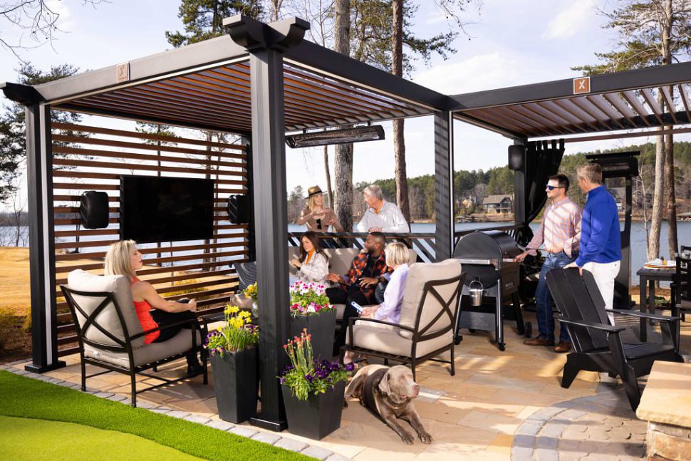 Garden Pergola with Outdoor Seating in Backyard Space