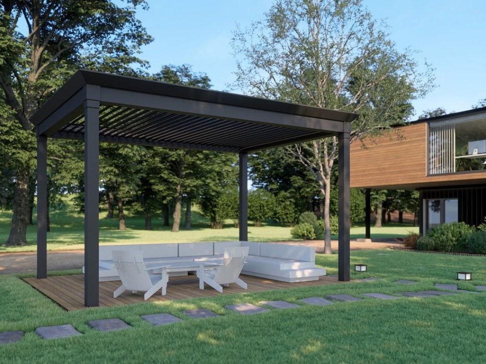 Sturdy pergola posts on grass