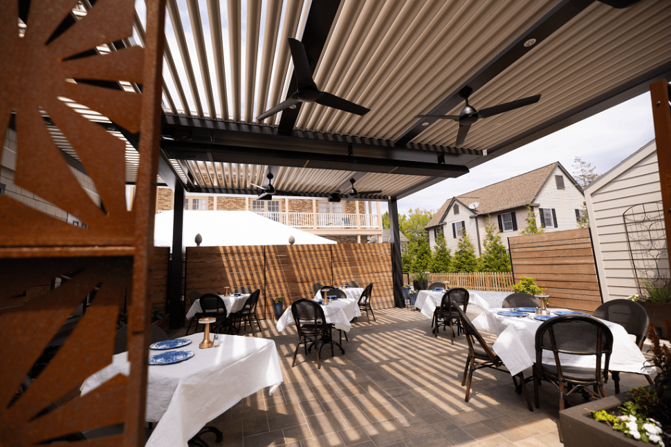 Large Pergola Over Outdoor Seating Area