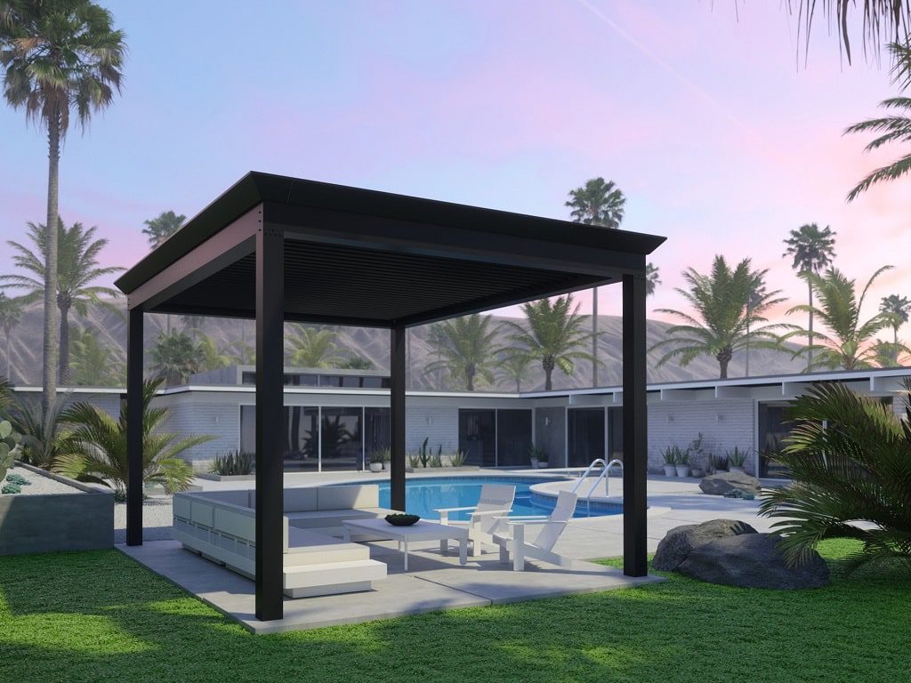 Pergola X on Grass Poolside
