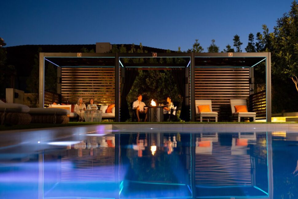 StruXure Pergola outdoor design beside the pool