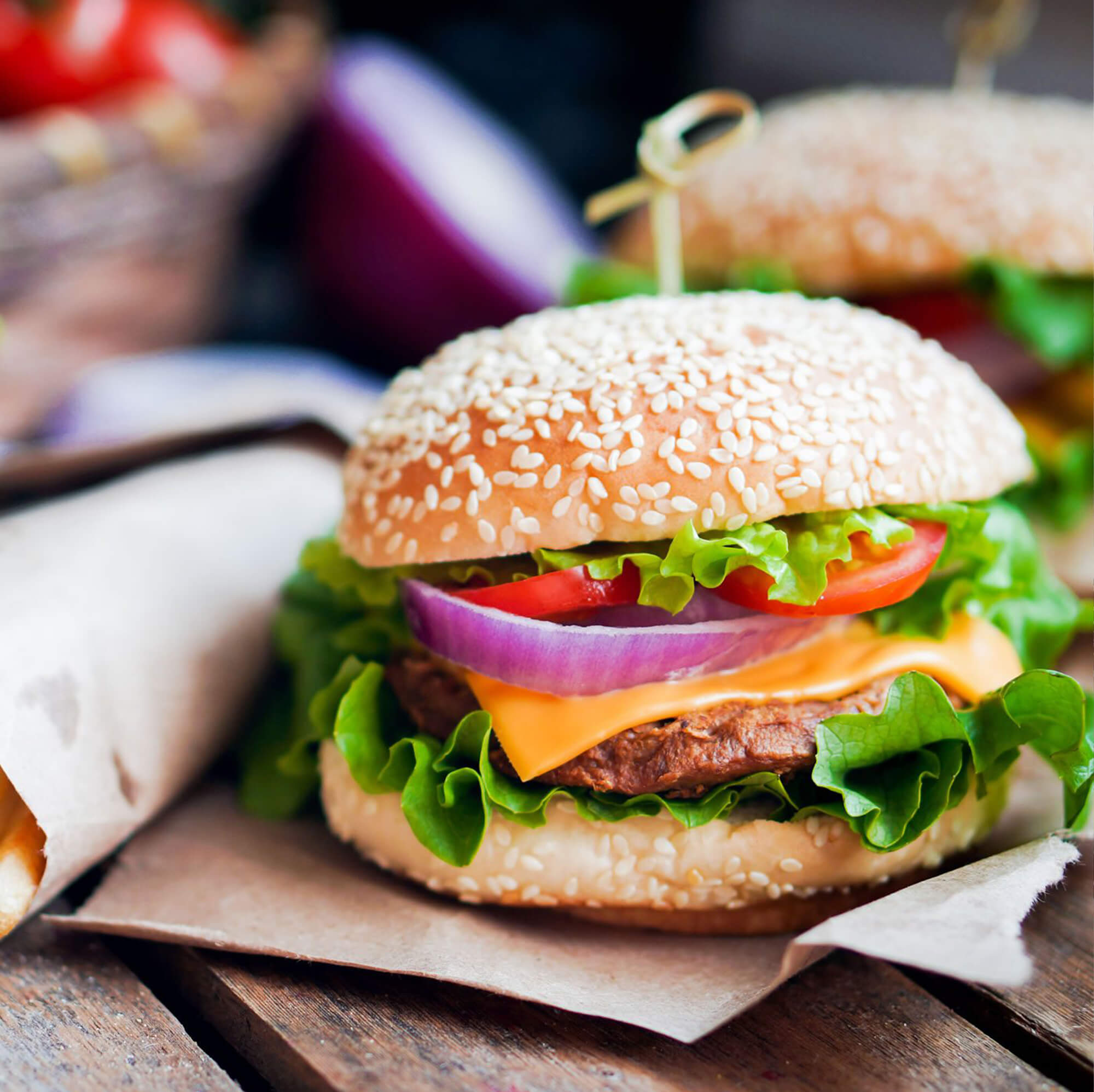 close up image of cheese burger