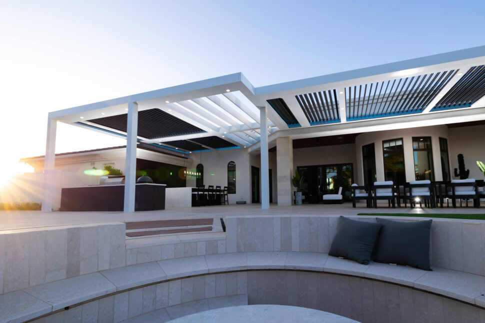 White home patio area.