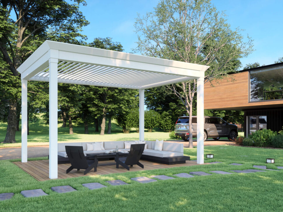 Backyard white Pergola X