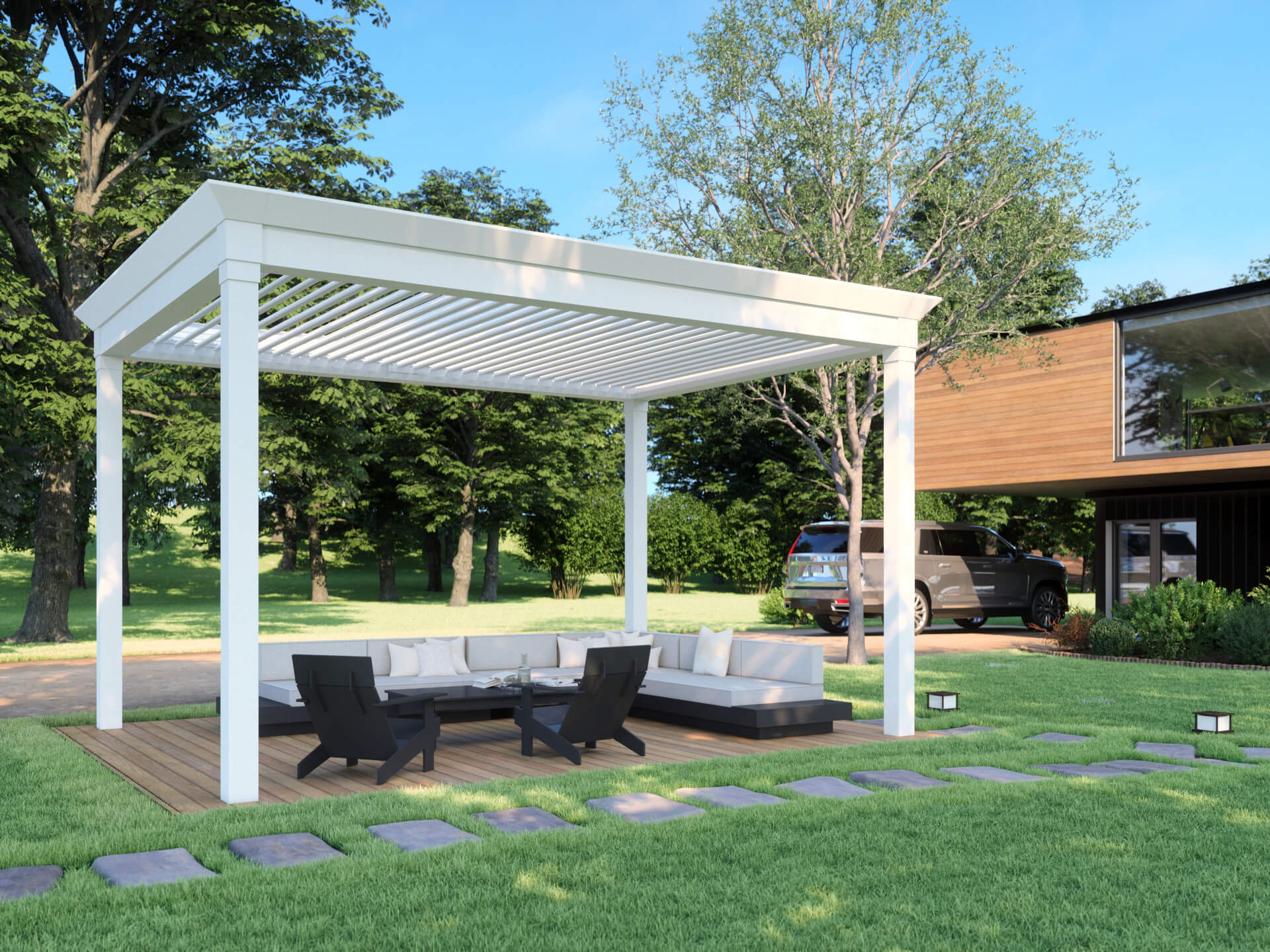Backyard white Pergola X