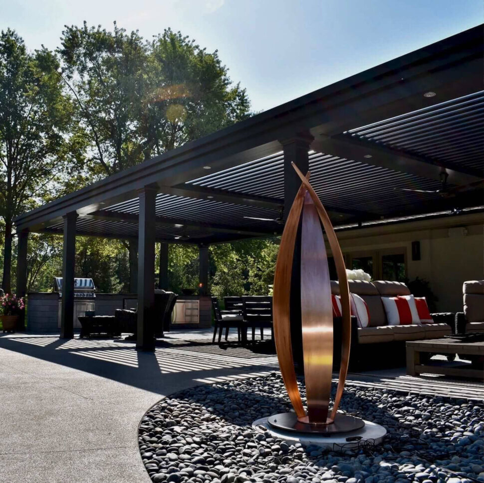 black outdoor Pergola with customized design structure