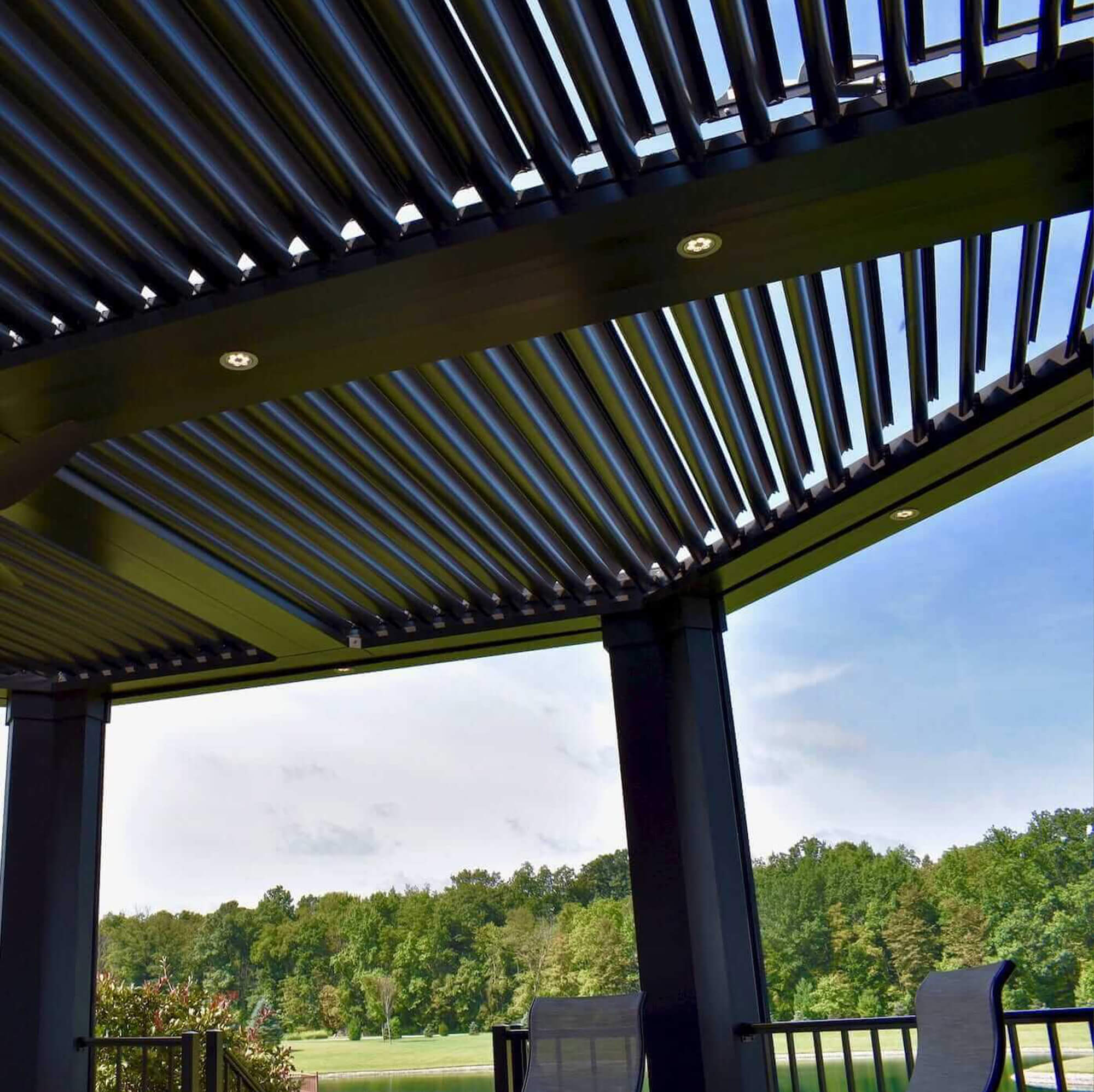 Bronze outdoor Pergola roof view