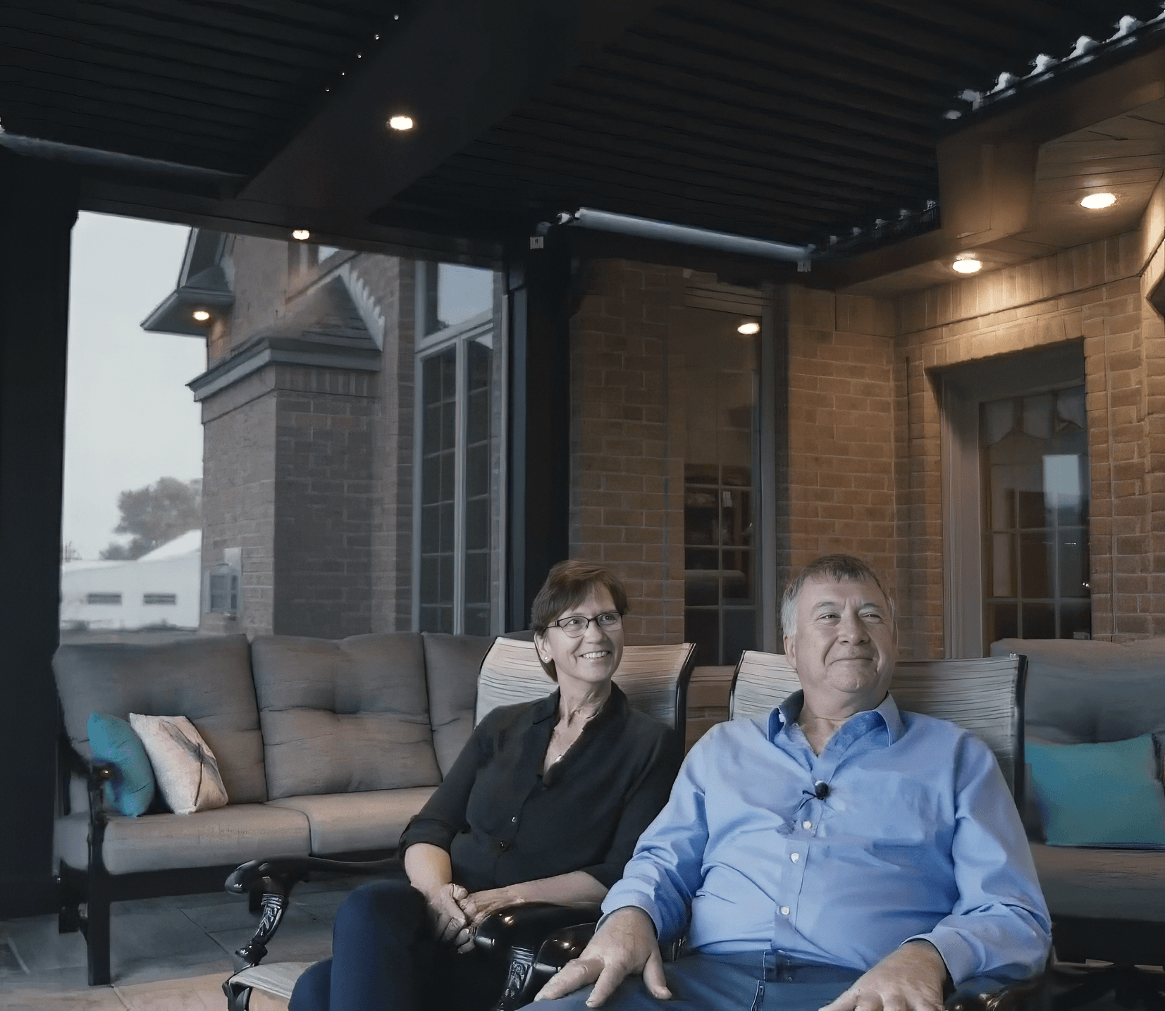Meyer Family customers sitting in their pergola