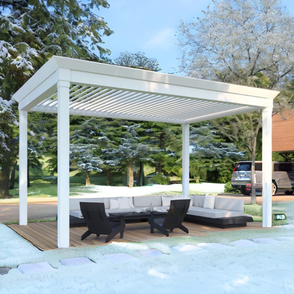 Aluminum Pergola in the snow.