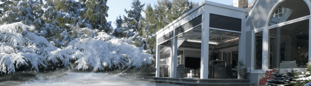 StruXure pergola in cold and snow