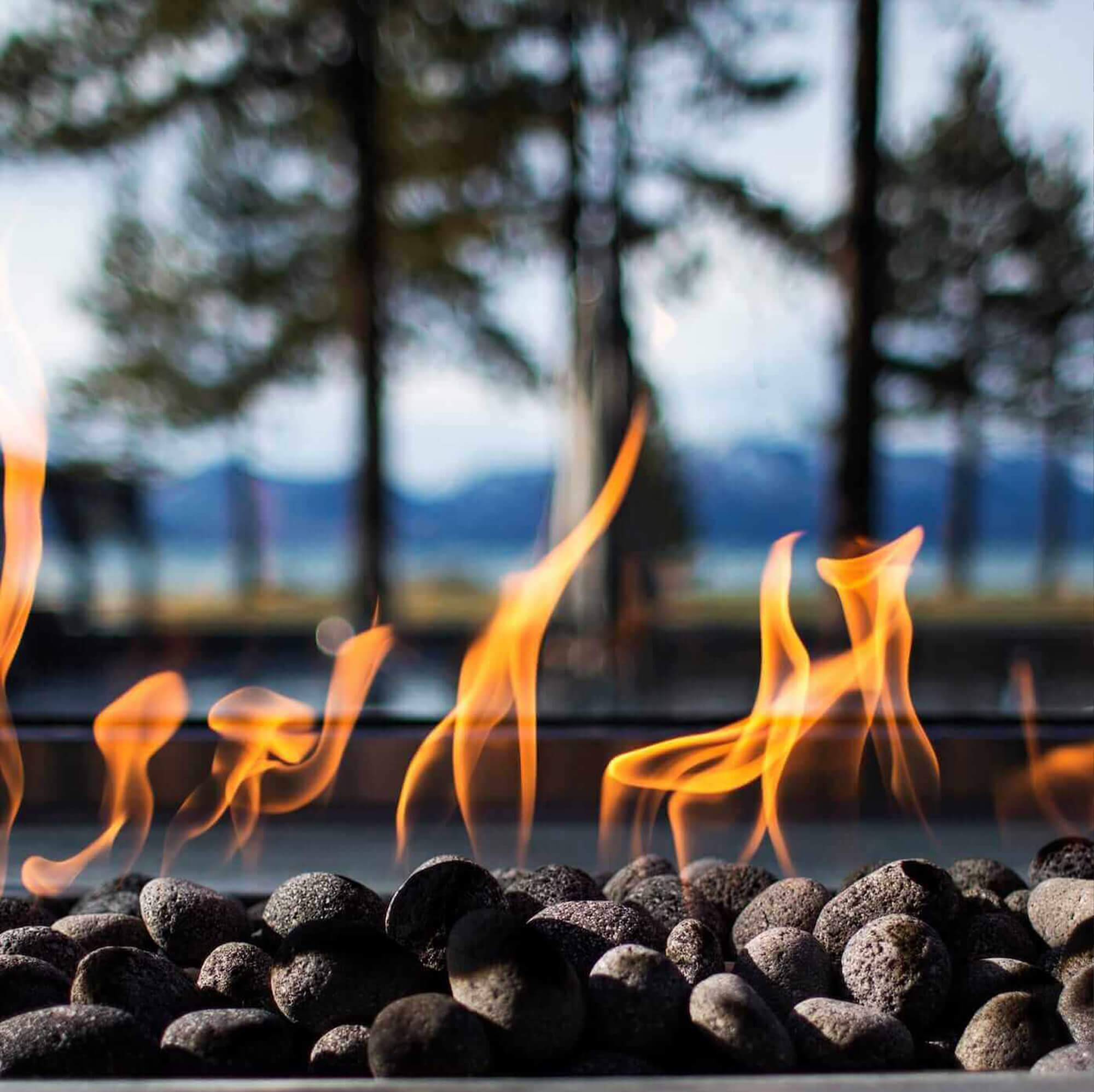 rocks on fire