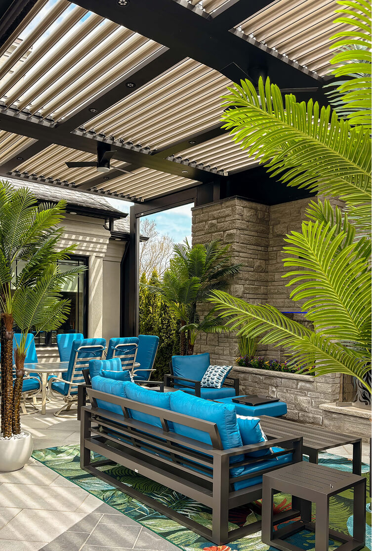 Pergola X with a seating area