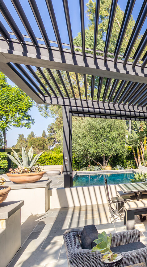 Under Pergola view overlooking a pool