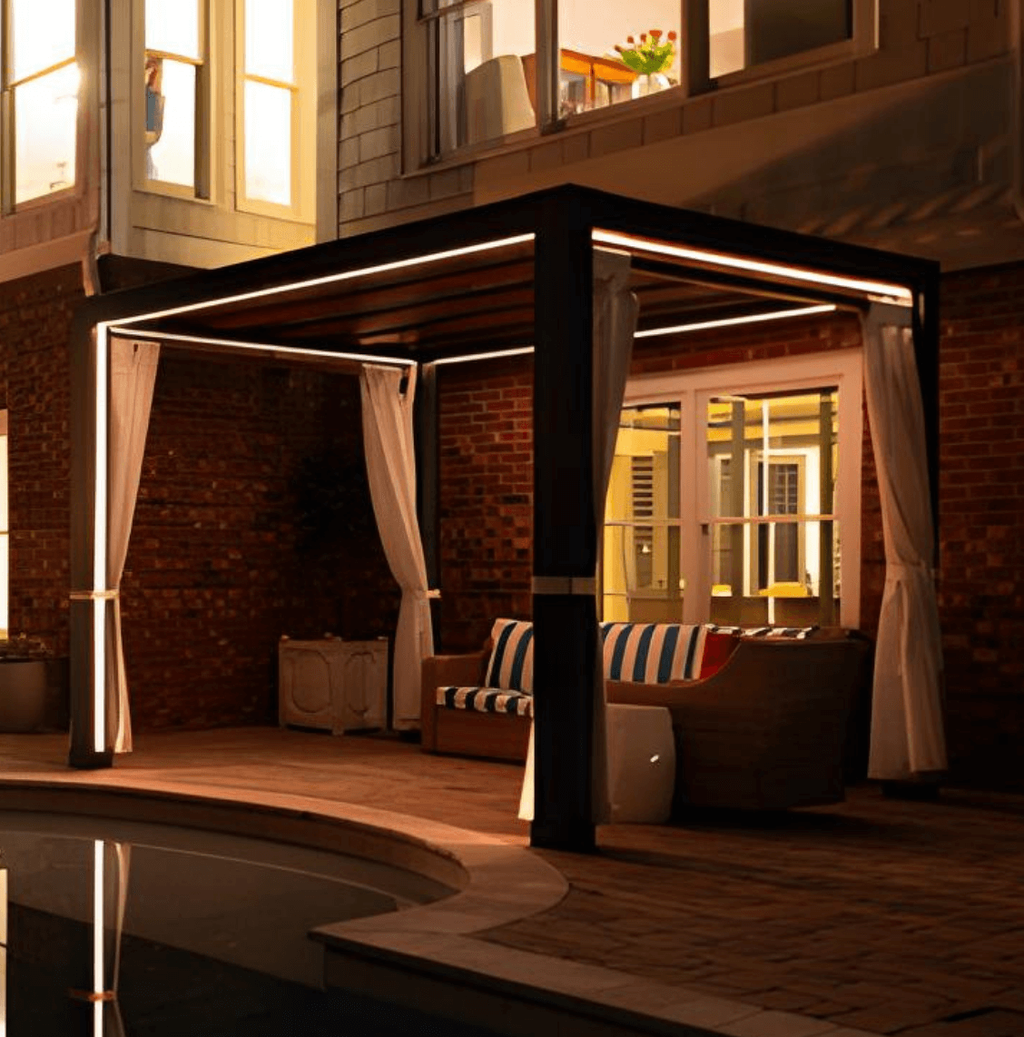 Black Cabana X with lights at night