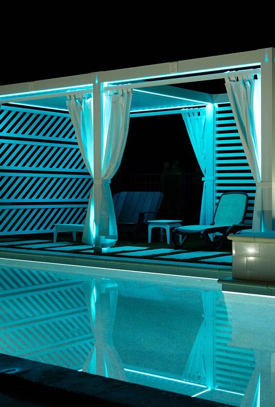 Cabana X MOD blue lights at night