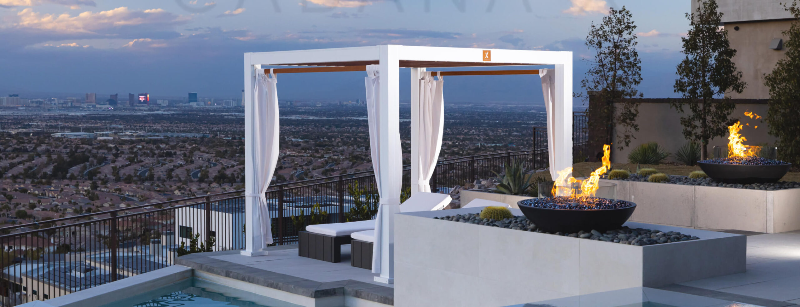 Cabana X design overlooking landscape