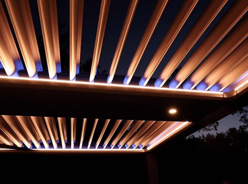 Evolve pergola with integrated lights