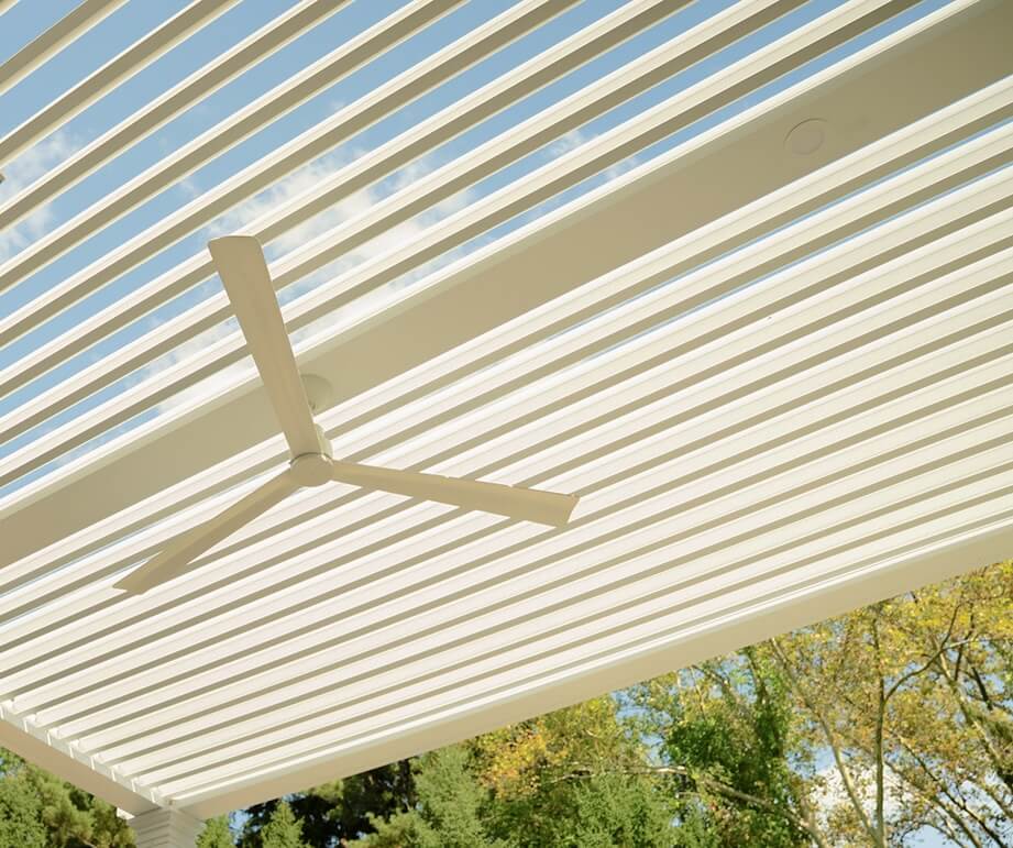 Detail of white Pivot 6 Max louvers open
