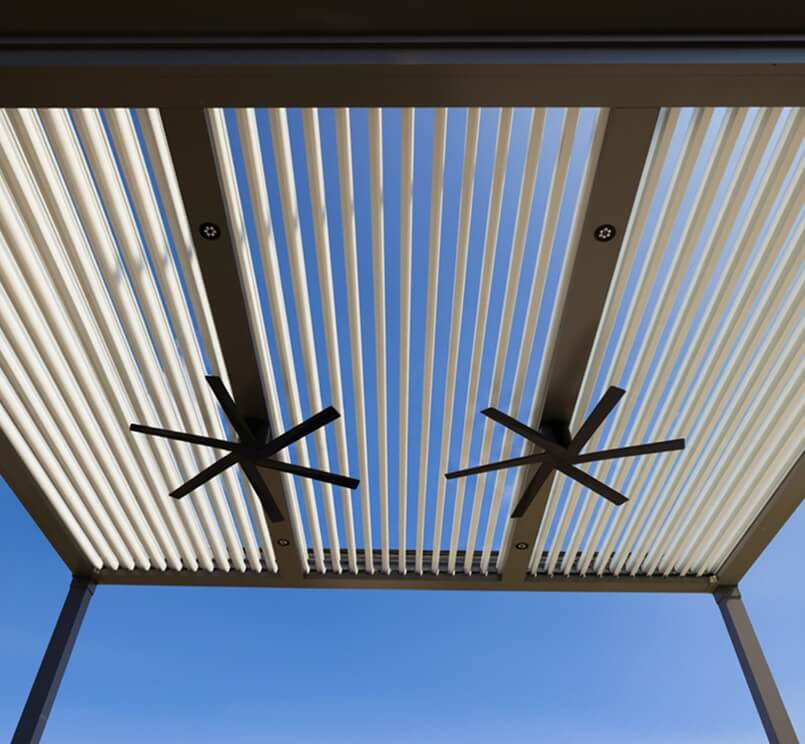 Pivot 6 MAX view of under the Pergola with Fans