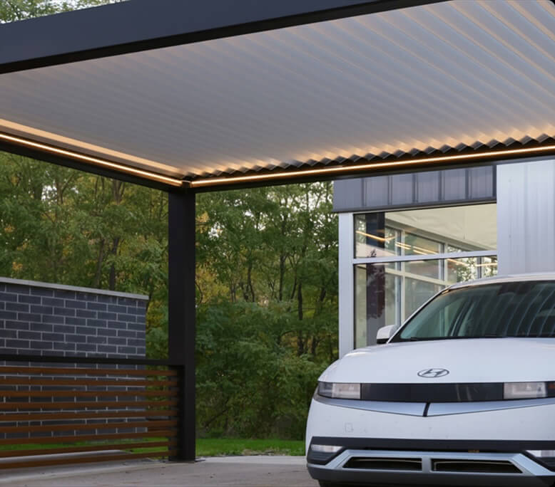 Pivot 6 Flat Louvers used as a carport