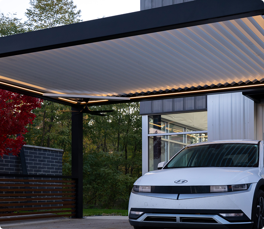 Pivot 6 Flat Louvers used as a carport