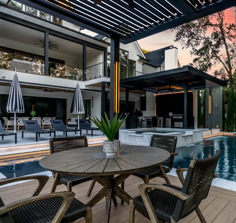 Backyard pool pergola