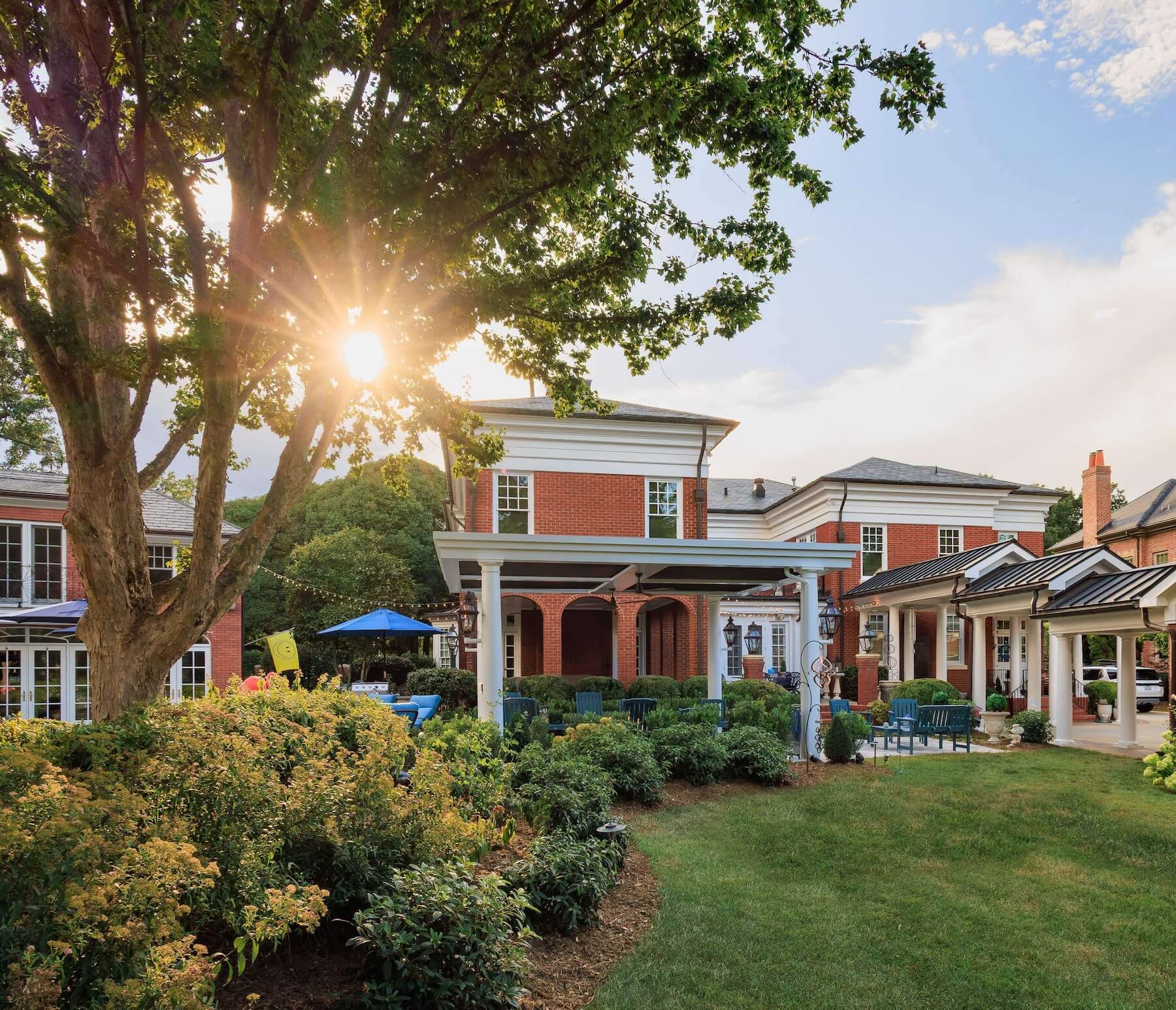 White custom pergola X in colonial architecture style