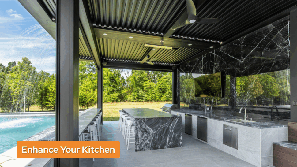 Rainproof Outdoor Kitchens with Louvered Pergolas, StruXure Mid-Atlantic