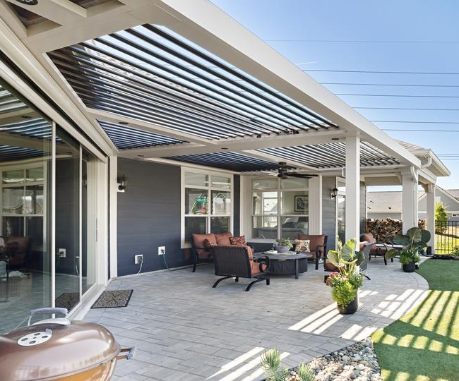 Custom Pergola X with complex architectural angles