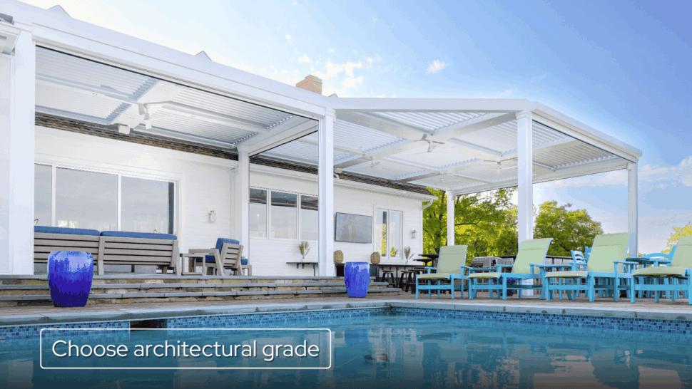 StruXure Powder Coating—White Louvered Pergola