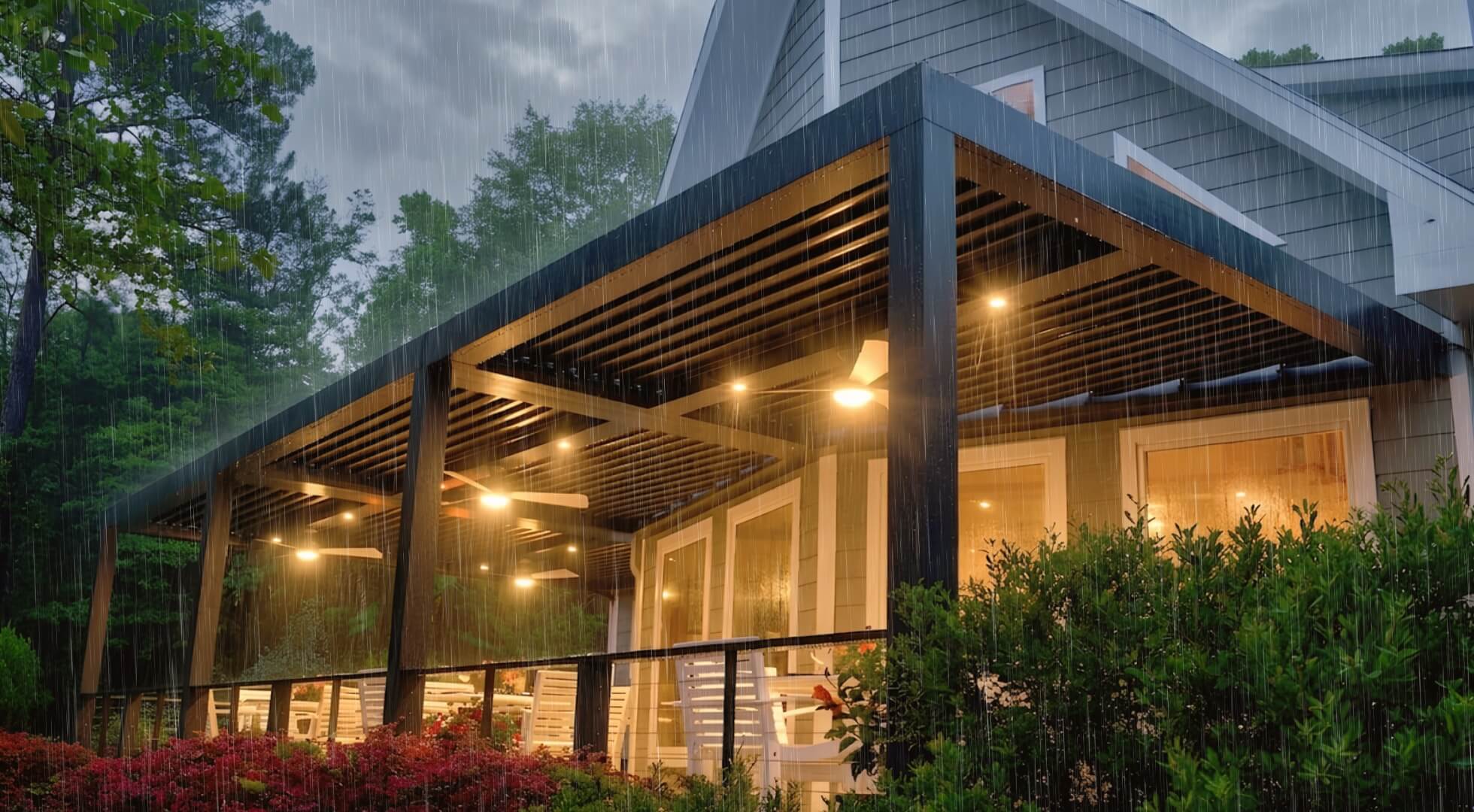 Breeze Pro in the Rain on a StruXure Pergola