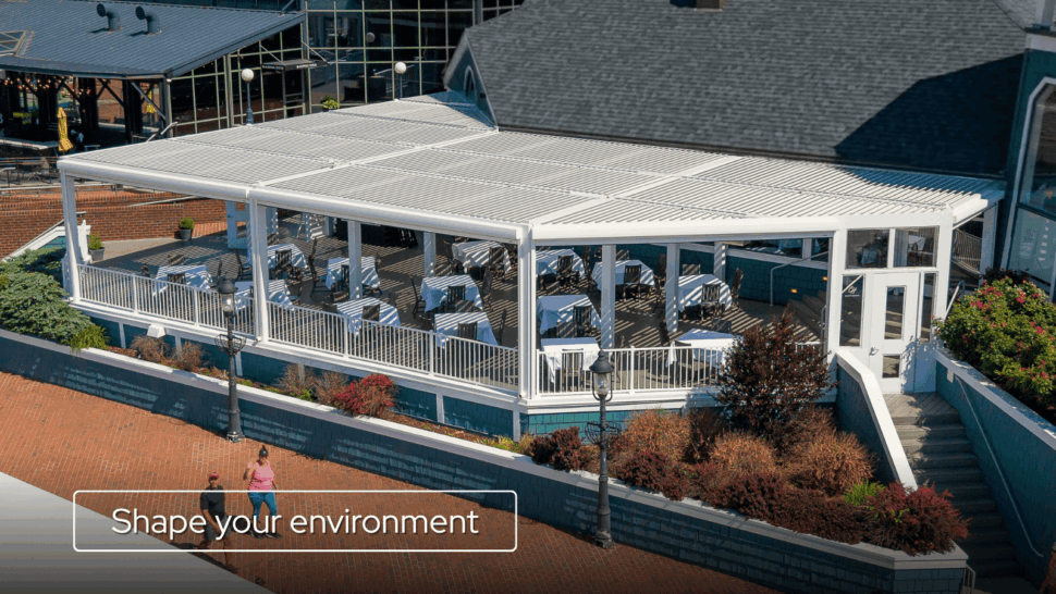 Custom Louvered Pergola Design, custom restaurant pergola
