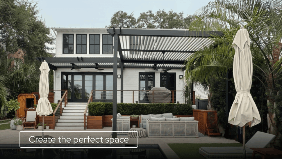 Louvered Pergola Color Ideas - Modern White Pergola