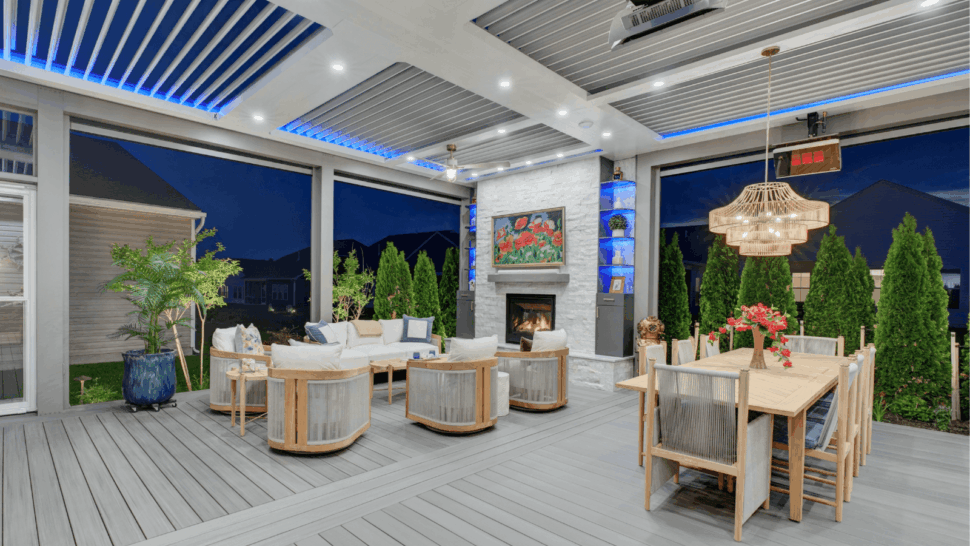 StruXure Pergola for your TimberTech Deck, Night Time