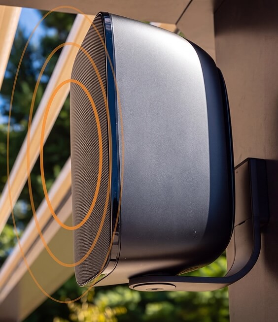 Speaker installed in a StruXure Pergola