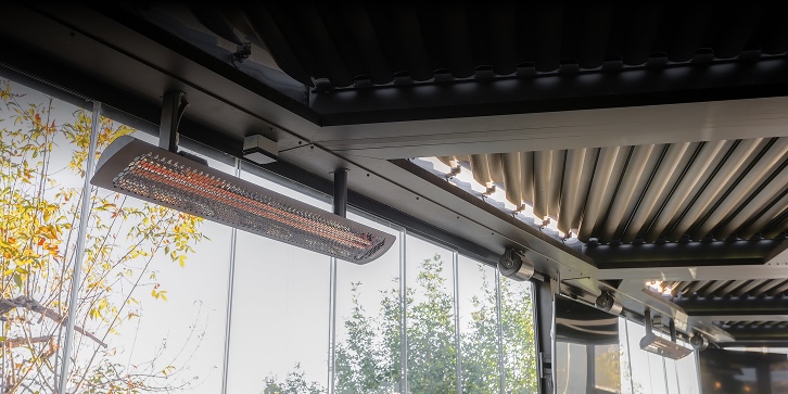 Heater Installed on black Pergola X