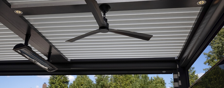 Two tone Pergola X with integrated fan an lights